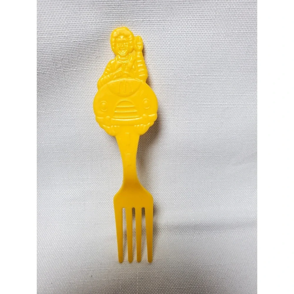 Vintage 1986 McDonald's Ronald McDonald Kids Fork‎ Yellow Plastic Happy Meal...